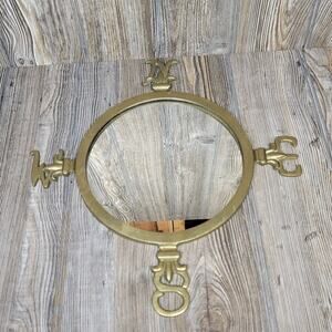 Vintage Brass Mirror Compass North South East West Directions NSEW